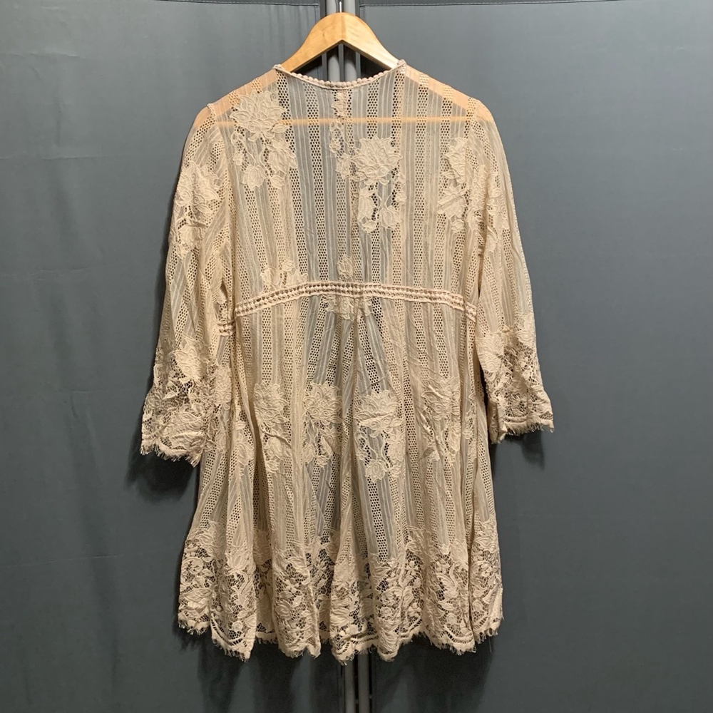 BB-Women's Miss Chievous Lace Cardigan, Beige, Size L - Picture 5 of 6
